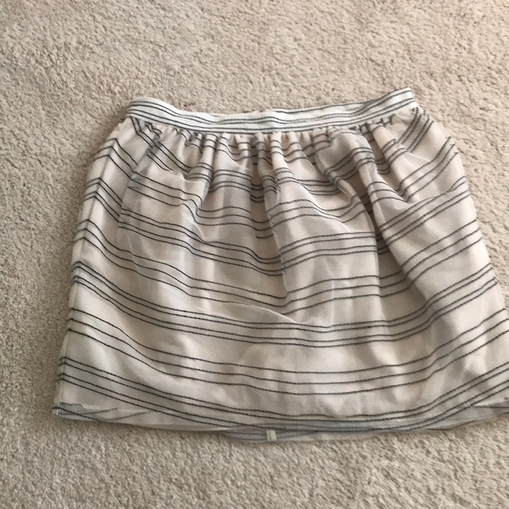 BCBG cream skirt with thin black stripes
